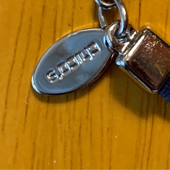 Chicos articulating silver tone pendant and double navy corded chain, 16-20 in - Picture 7 of 7